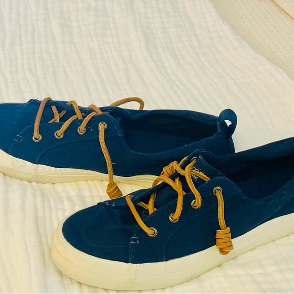 Sperry Navy Women's 10 Cloth Slip On Boat Shoes Sneakers  Excellent Pier Wave‎ - Picture 1 of 8